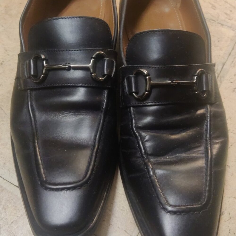 Antonio Maurizi black horsebit loafers made italy 43EU 10US chisel toe stitched